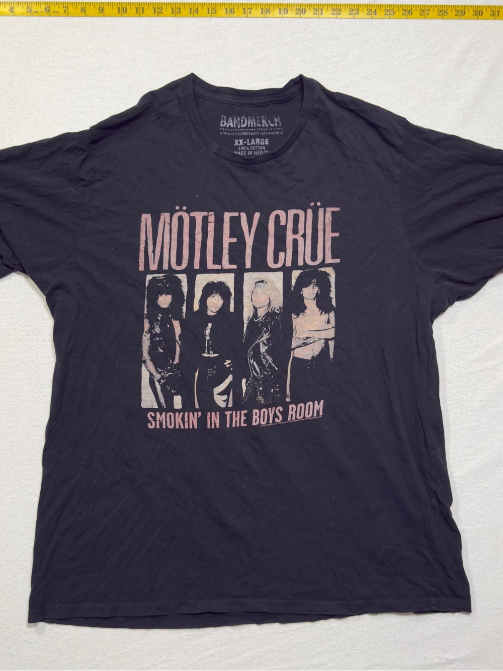 2010s motley Crue band tee, naturally sun dyed and distressed
